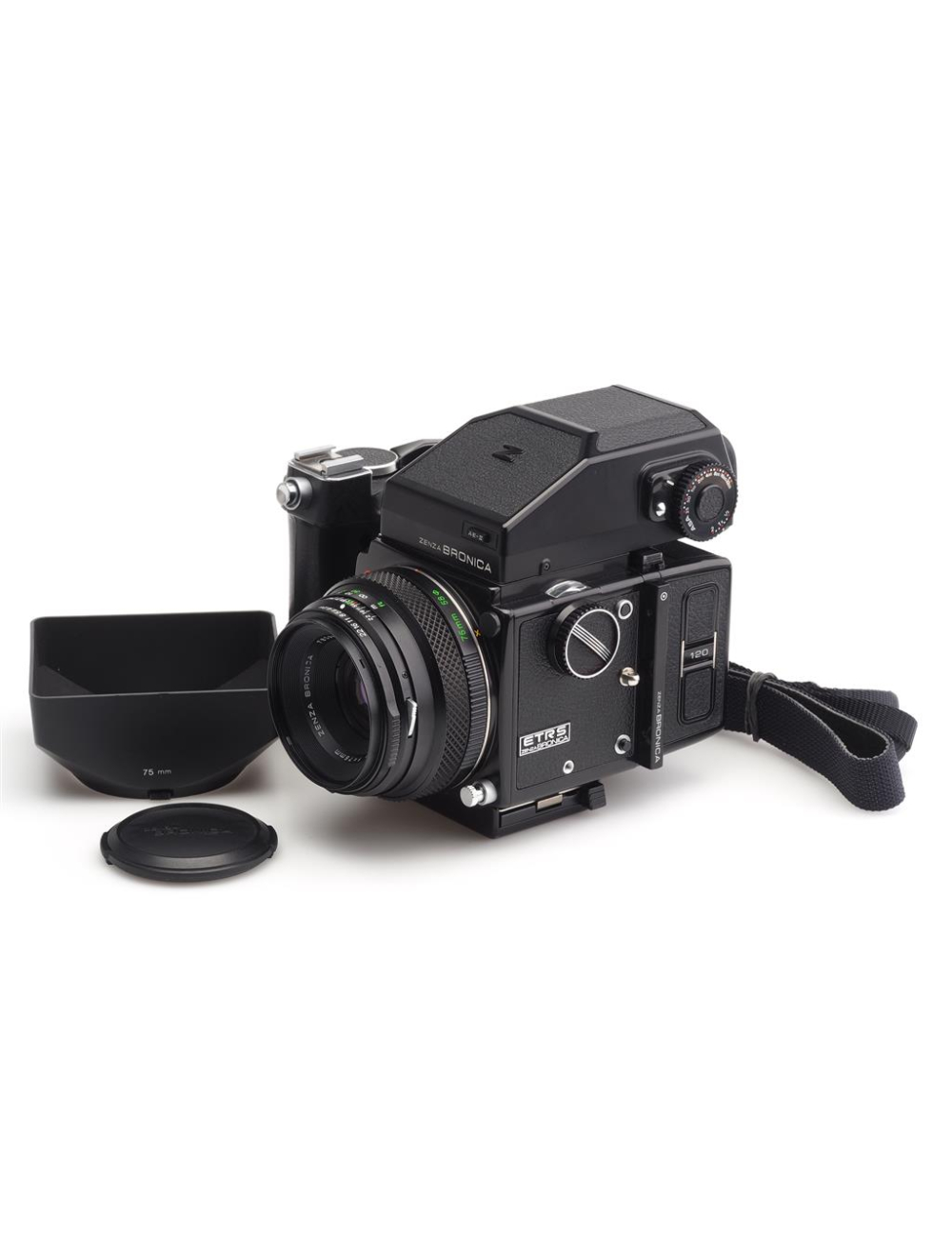 フィルムカメラ Zenza Bronica ETR + ZENZANON MC 75 #1363 Zenza Bronica ETRS w. 2.8/75mm Zenzanon MC & Mag. 120 | JO GEIER