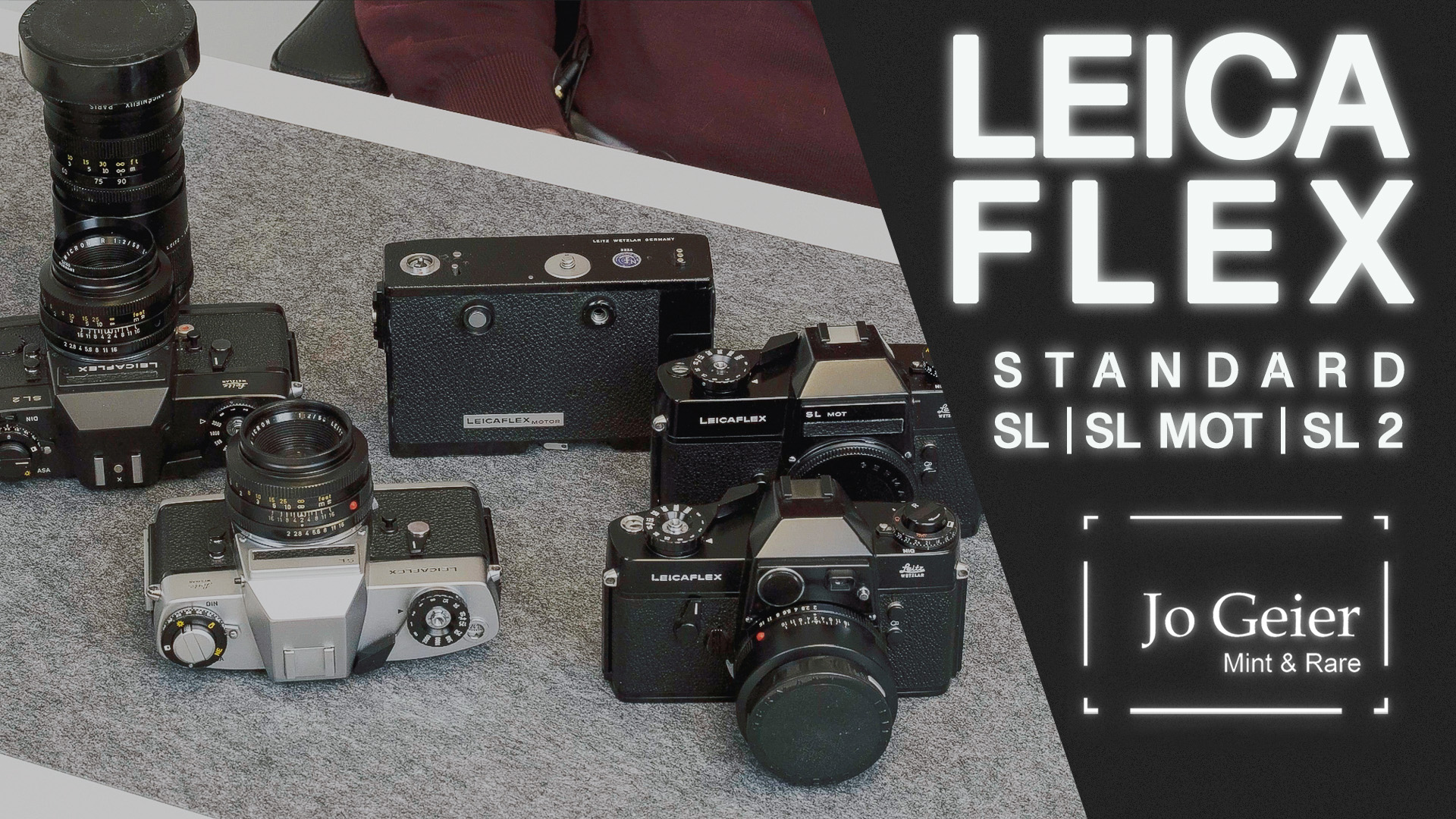 Leitz Leicaflex 35mm SLR Cameras - Standard black paint - SL & SL2 - Video - Jo Geier - Mint & Rare