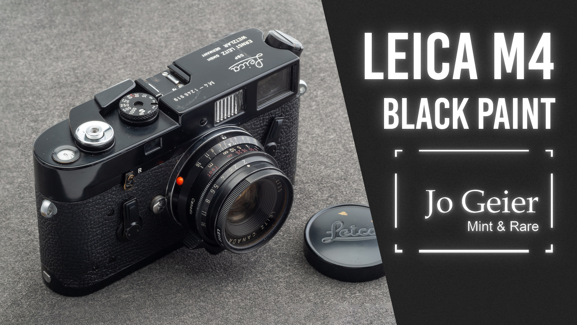  Leitz Leica M4 Black Paint Cameras and Lenses - Video -  Jo Geier - Mint & Rare 