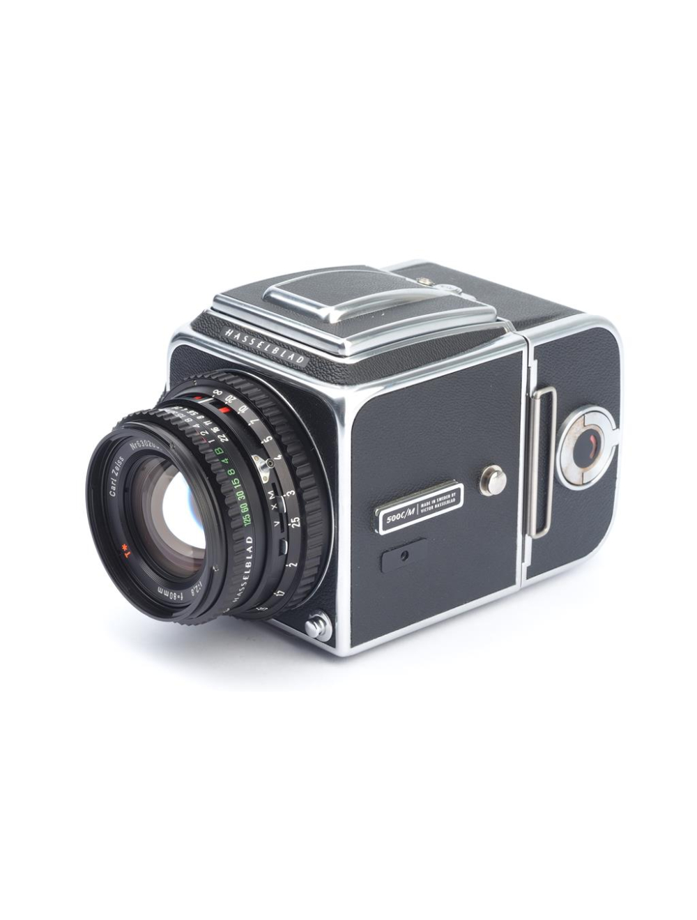 Hasselblad 500 C/M Chrome w. C Planar 2.8/80mm T* & Mag. 12