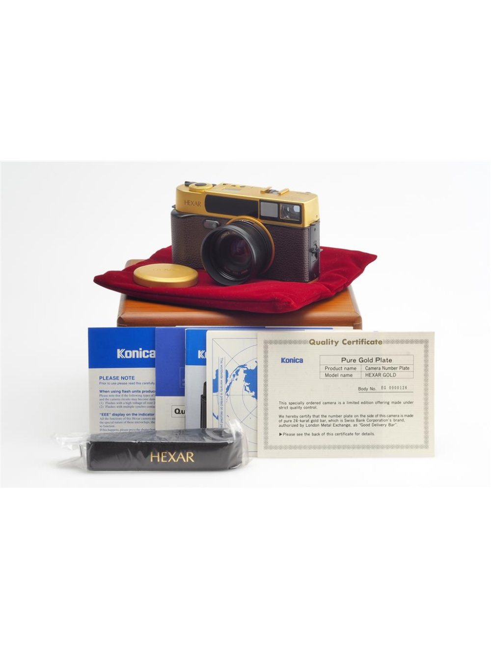 Kirinkun コニカ KONICA Hexar AF HEXAR + BOX Konica Hexar AF Gold Set 120 Years Since 1873 w. Box | JO GEIER