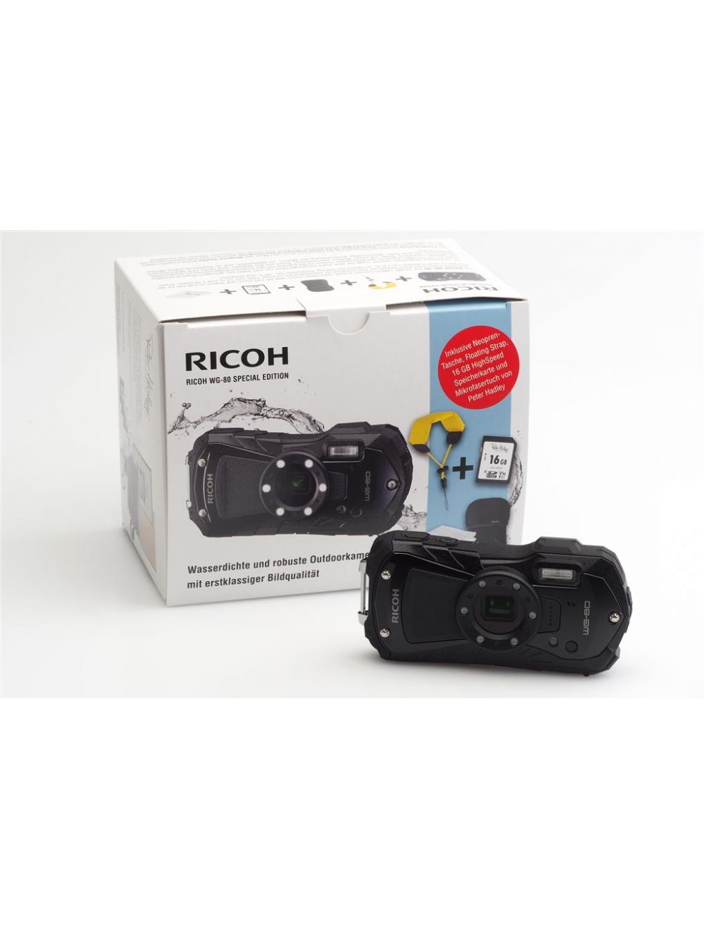Ricoh WG-80 Kit Black 16MP 16GB SD Card Waterproof Camera JO GEIER  MINT  RARE